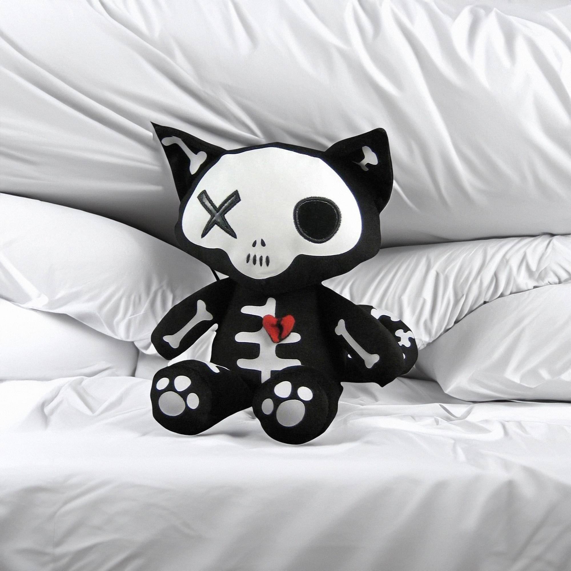 Alt View 1. Toynami - Emily the Strange 8 Inch Skele-Posse Plush | Miles - Black/White.