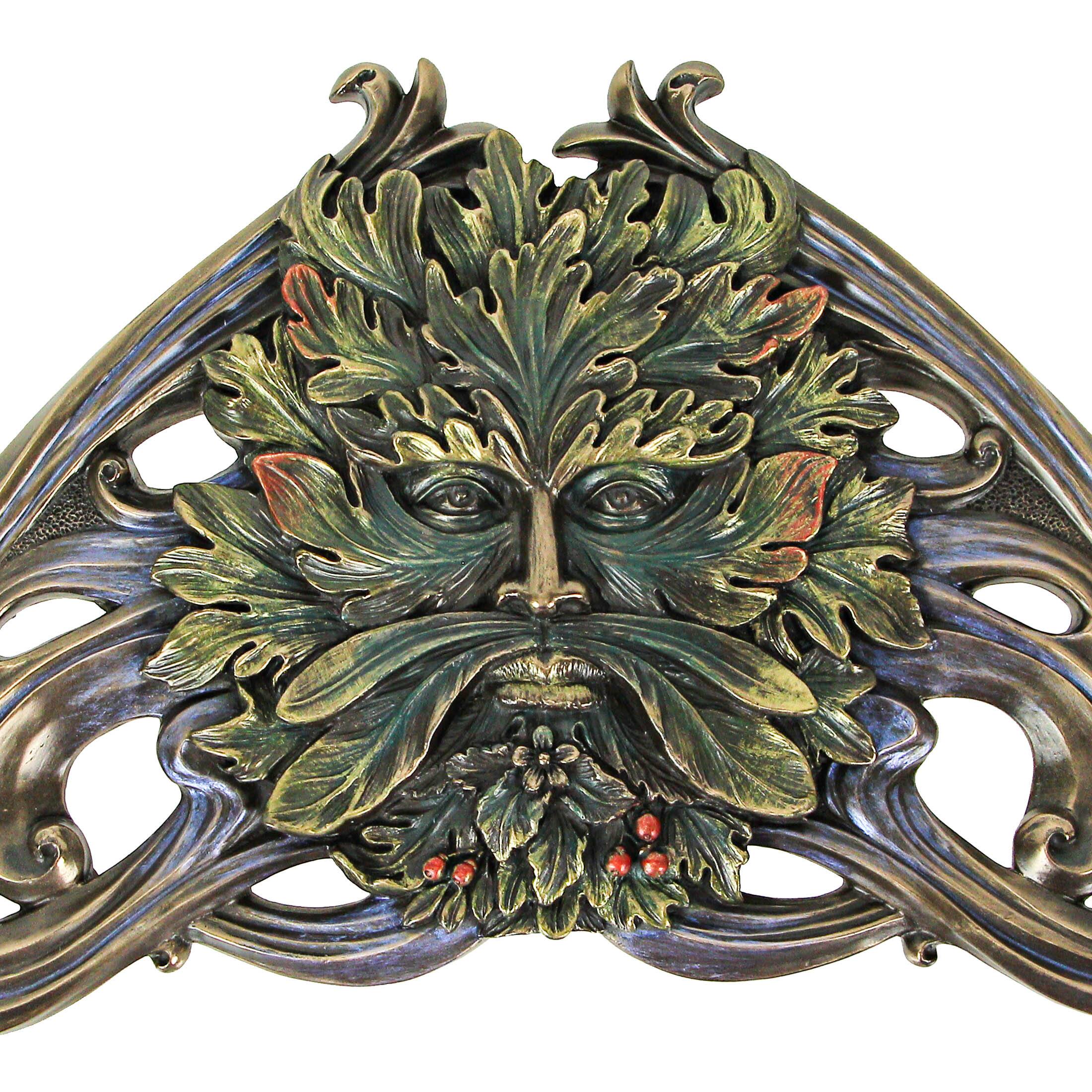 Alt View 1. Veronese Design - Art Nouveau Style Celtic Greenman Wall Hanging 9.5 Inches Long - Multicolored.