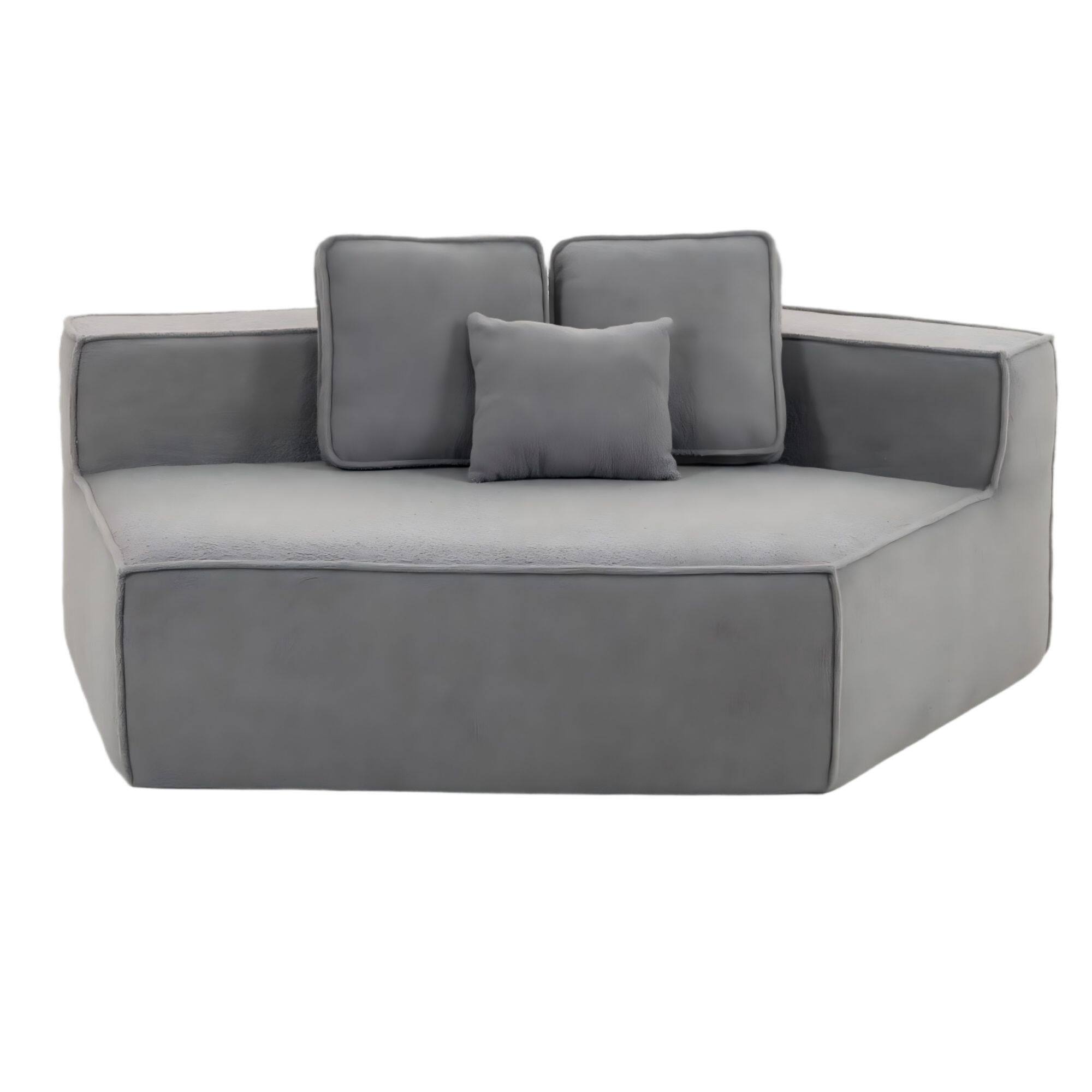 Alt View 6. GOODSILO - Soft Modular Floor Sofa Chair with Wide Seat and Plush Back Cushions, Cozy Lounge Chair for Living Room - Blue+Gray.