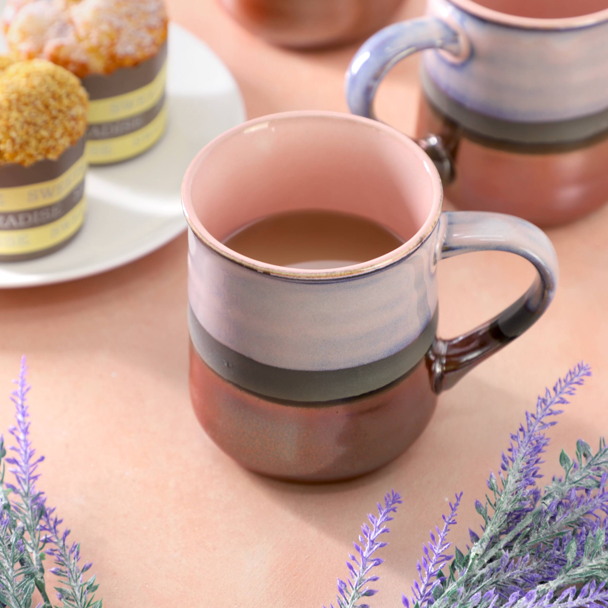 Alt View 4. Gibson - Gibson Home Copper Tonal 4 Piece 18 Ounce Stoneware Cup Set in Mauve - Mauve.