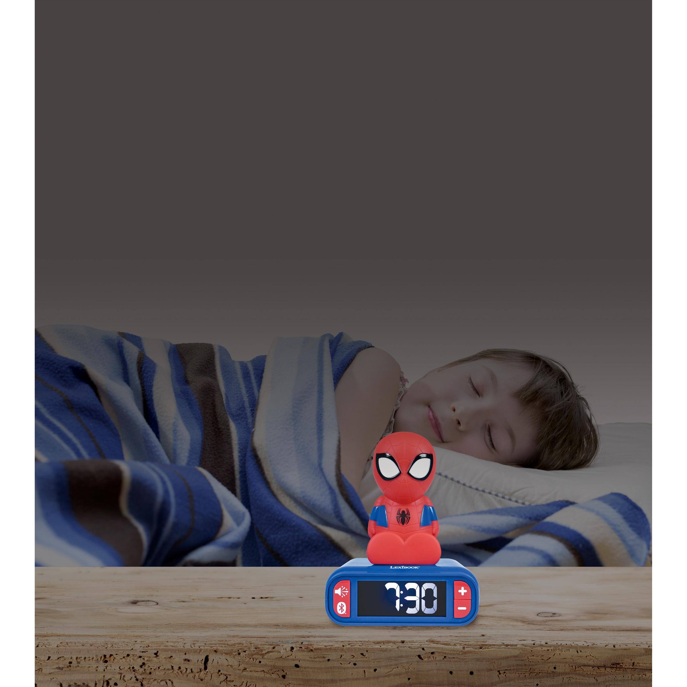 Alt View 5. Lexibook - Digital alarm clock with 3D Spider-Man night light. Bluetooth speaker and sound effects - RED.
