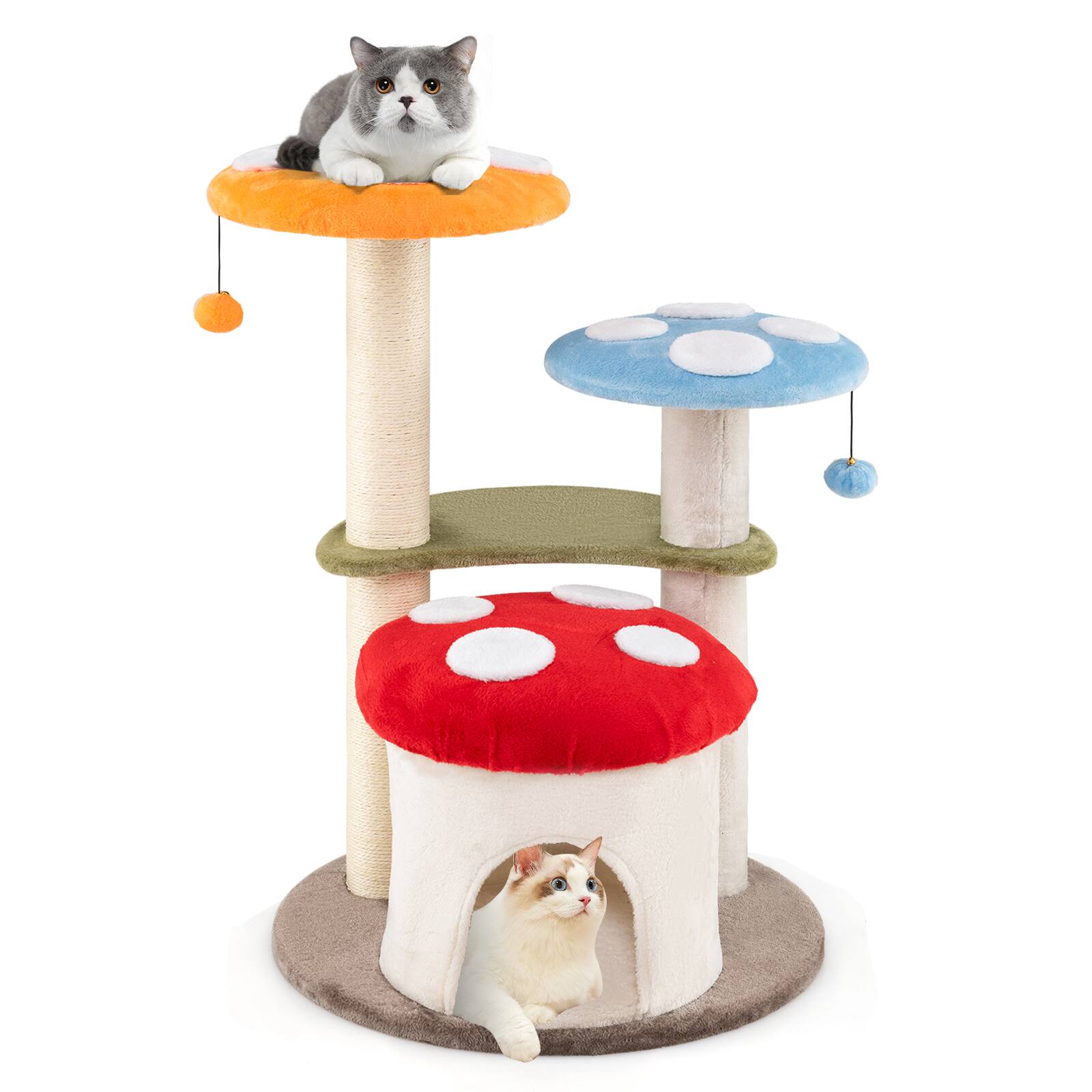 Alt View 9. Gymax - Gymax Cute Mushroom Cat Tree 35'' Tall Cat Tower w/ Sisal Scratching Posts Cat Condo - GYM16315.