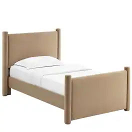 Modway - Rael Performance Velvet Twin Platform Bed - Oatmeal