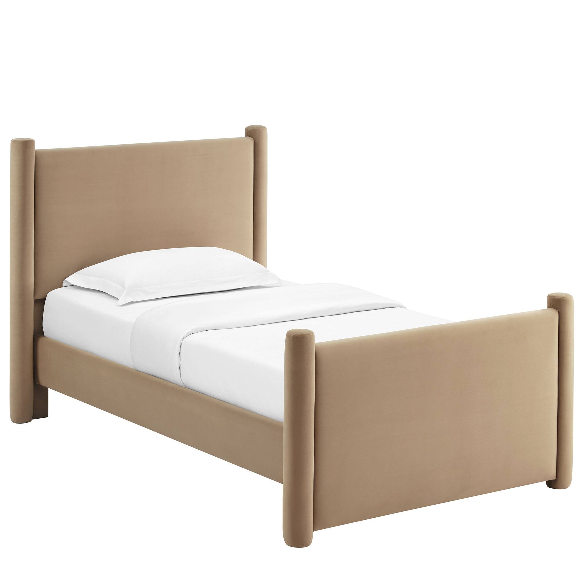 Angle. Modway - Maven King Size Fabric Upholstered Platform Bed - Ivory.