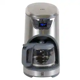 Kenmore - 12-cup Coffee Maker With Aroma Control, Removable Water Tank, Glass Carafe, LED Display, Reusab - Stainless Steel