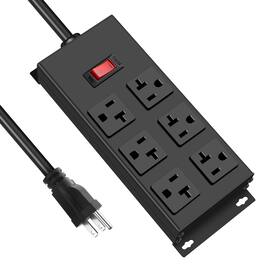 Dazzed Corner - 6FT Power Strip, 6 Outlets 3000J, 6AC - Black