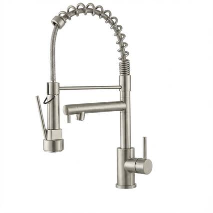 Front. Siljoy - Kitchen Faucet with Pull Down Sprayer Single Handle & Hole 2- Function Stainless Steel Spring Neck Brushed Nickel - Brushed Nickel.