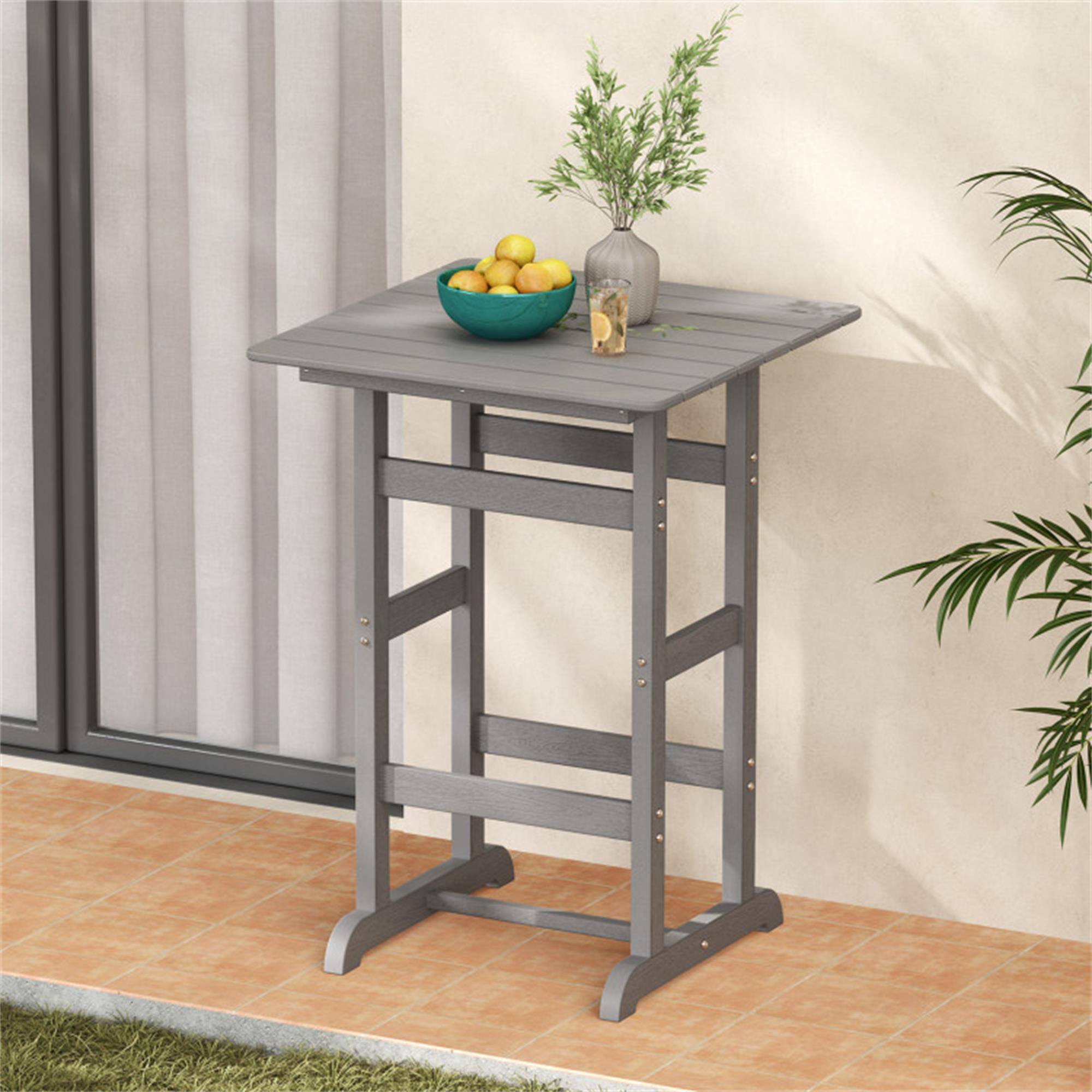 Alt View 3. Boyel Living - Gray 30 Inch Square Bar Table for Outdoor Patio Use - Gray.