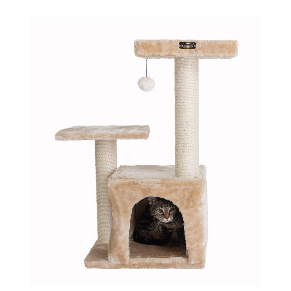Front. Armarkat - Classic Real Wood Cat Tree 32Inch Beige - Beige.
