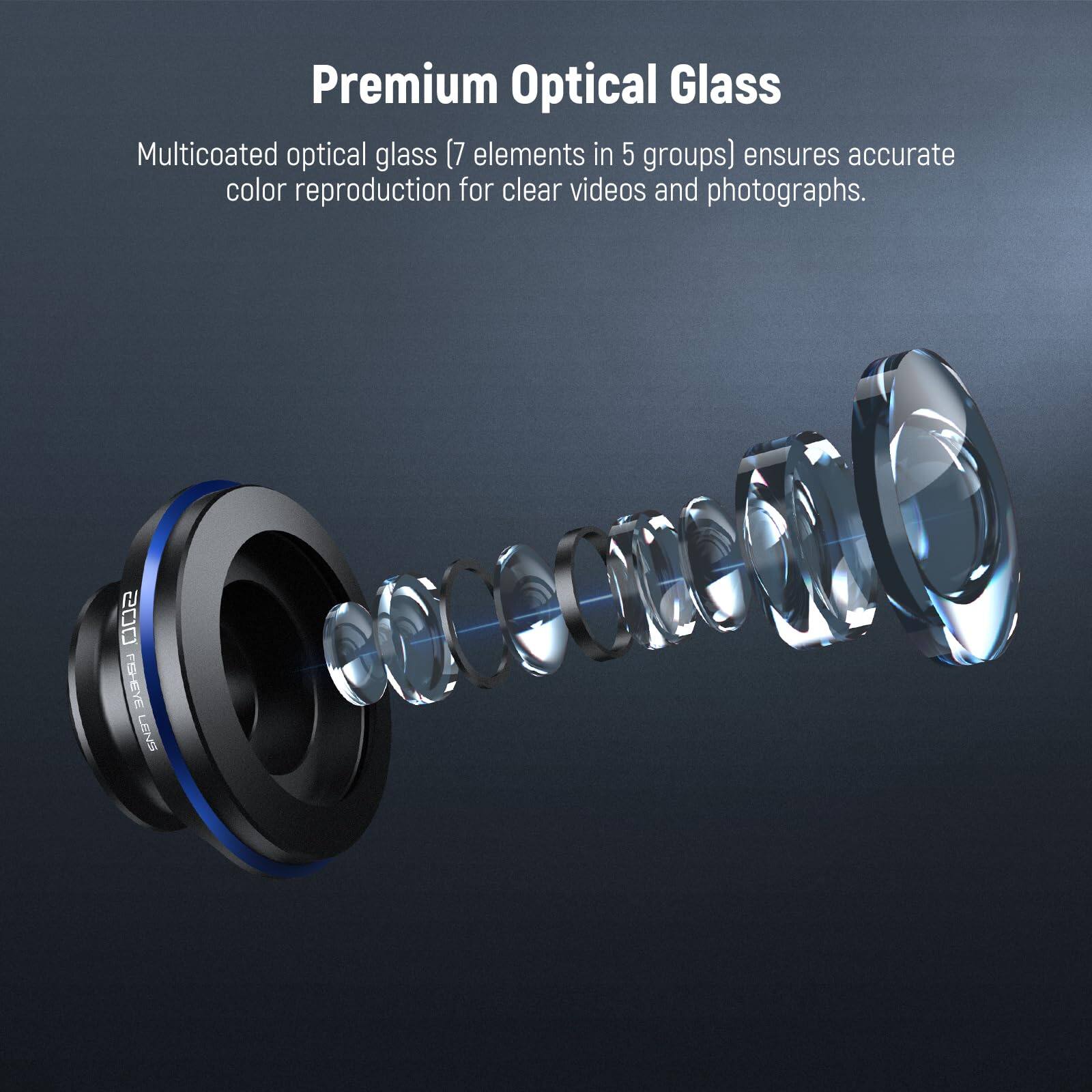 Premium Optical Glass

Multicoated optical glass (7 elements in 5 groups) ensures accurate color reproduction for clear videos and photographs.