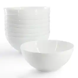 Ultra By Gibson Olstead 8 Piece 6.8 Inch Round Break Resistant Tempered Opal Glass Bowl Set - White