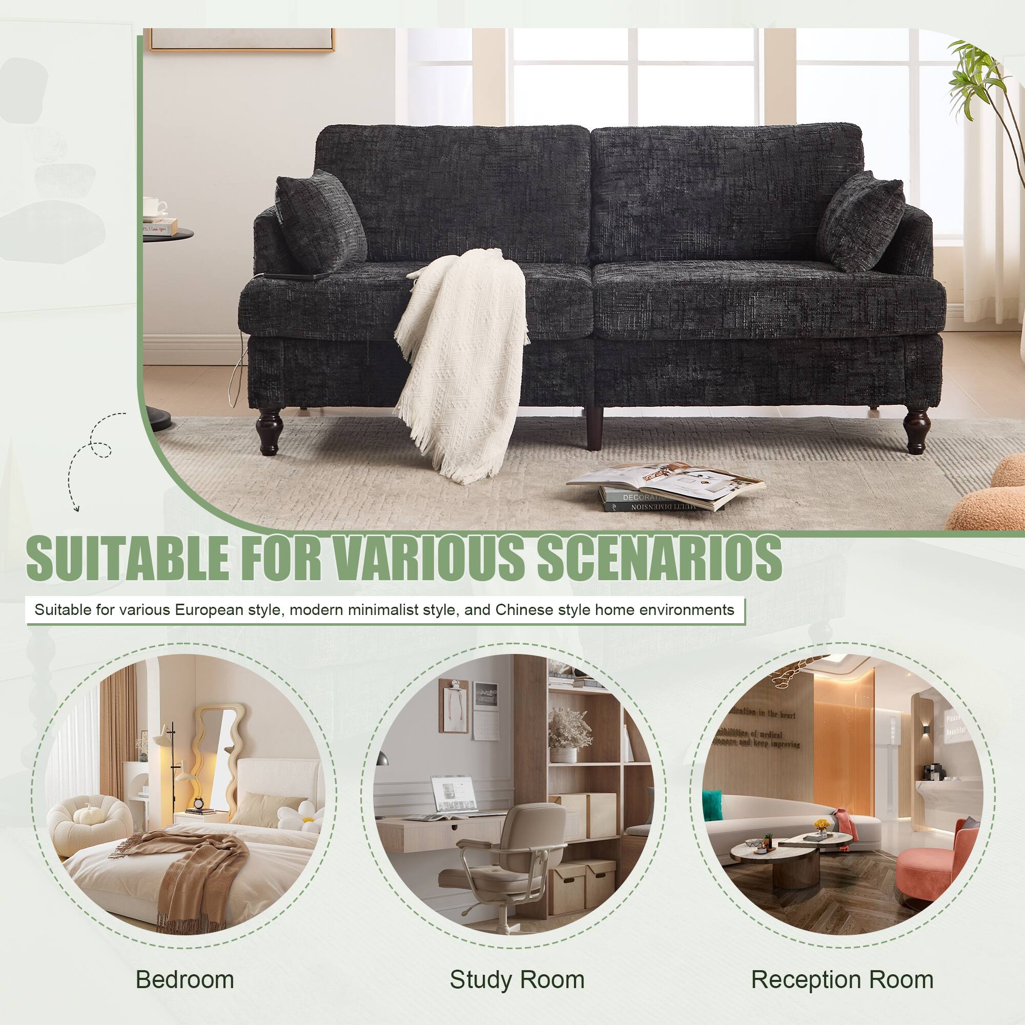 SUITABLE FOR VARIOUS SCENARIOS

Suitable for various European style, modern minimalist style, and Chinese style home environments

- Bedroom
- Study Room
- Reception Room