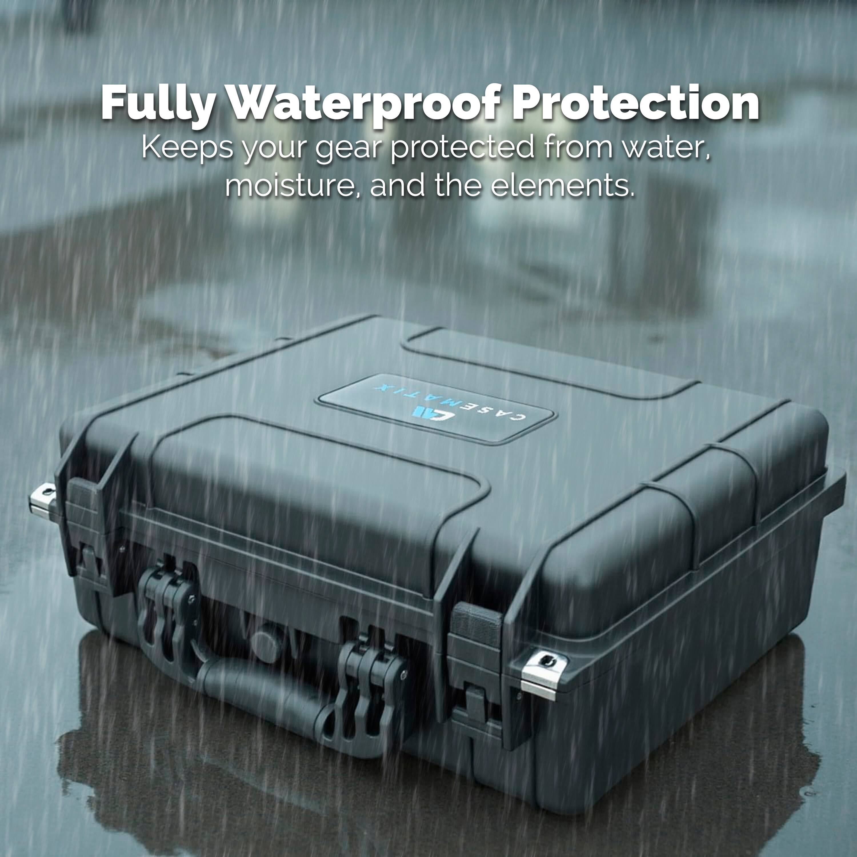 Fully Waterproof Protection  
Keeps your gear protected from water, moisture, and the elements.  
CASEMATIX 7