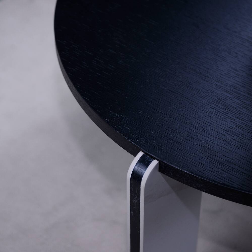 Alt View 6. Loheer - Loheer Round Coffee Table Set Black Oak Veneer Sintered Stone Legs MDF Side Table Living Room Sofa Table White and Black - White+Black.