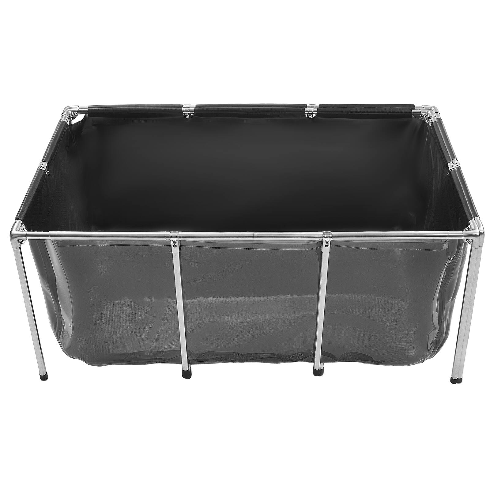 Alt View 5. VEVOR - Canvas Fish Pond 200 Gal Above Ground Fish Pond Black PVC Koi Tank, Rectangular Goldfish Tank with Clear Viewing Panel - Black with Clear Window.