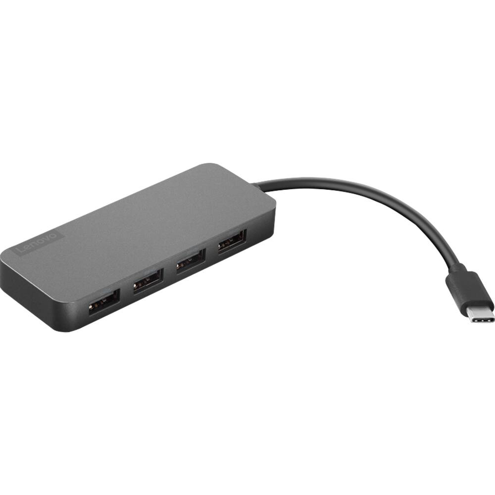 Alt View 4. Lenovo - USB-C to 4 Port USB-A Hub - Iron Gray.