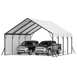 VEVOR - Heavy Duty Metal Carport, 20 x 20 ft Outdoor Carport with Sturdy Frame & Roof, Car Garage Shade with Removable Sidewalls - Gray