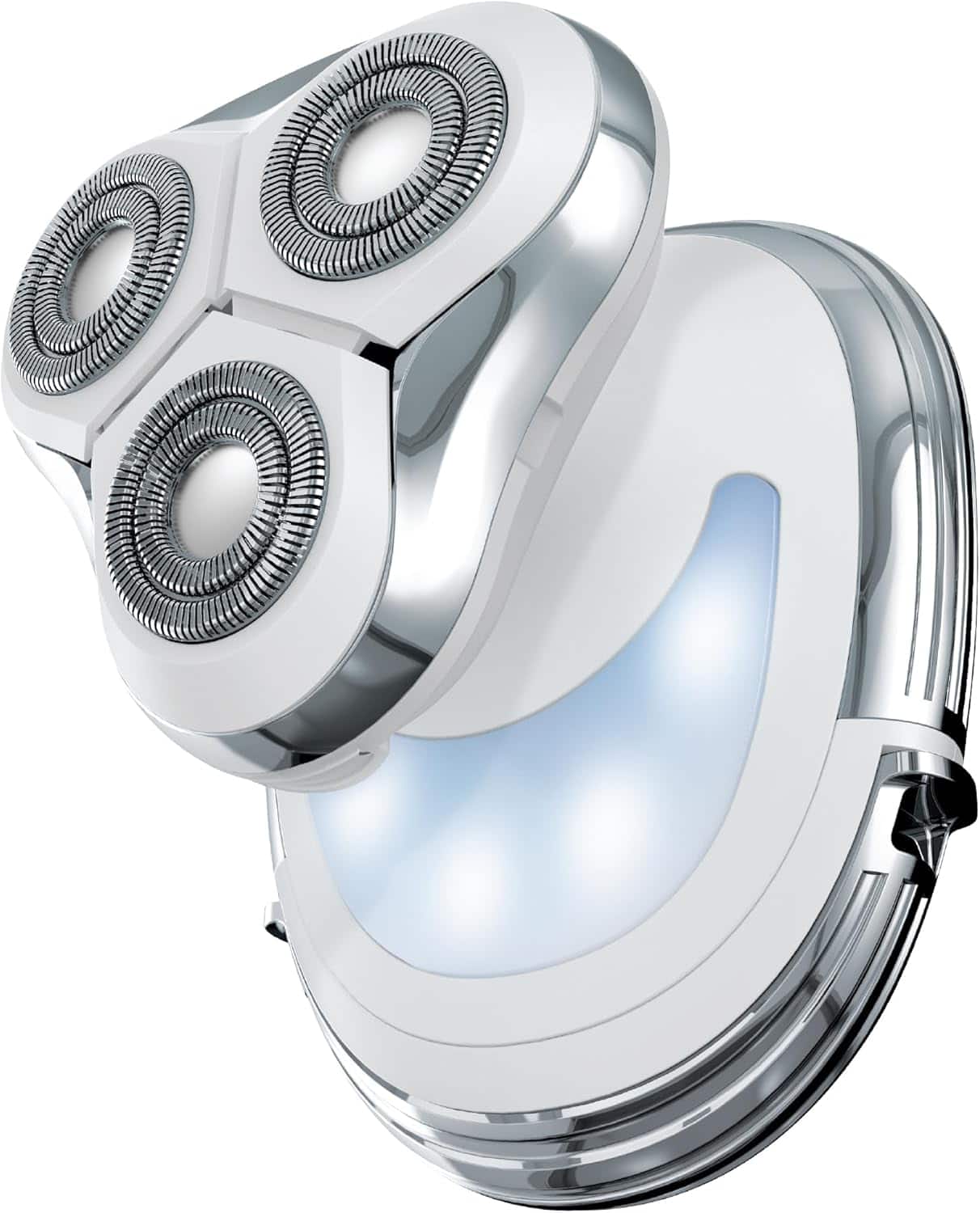 Perry Ellis - 3D Rotary Razor, Electric Shaver for Sensitive Skin, 3 Rotating Heads, LED Guide Light, Portable Hair Trimmer - Silver