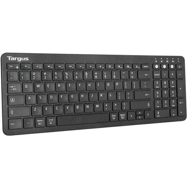 Targus - Midsize Multi-Device Bluetooth Antimicrobial Keyboard, Black - Wireless Connectivity - Bluetooth - 5.1 - Windows - Macaron
