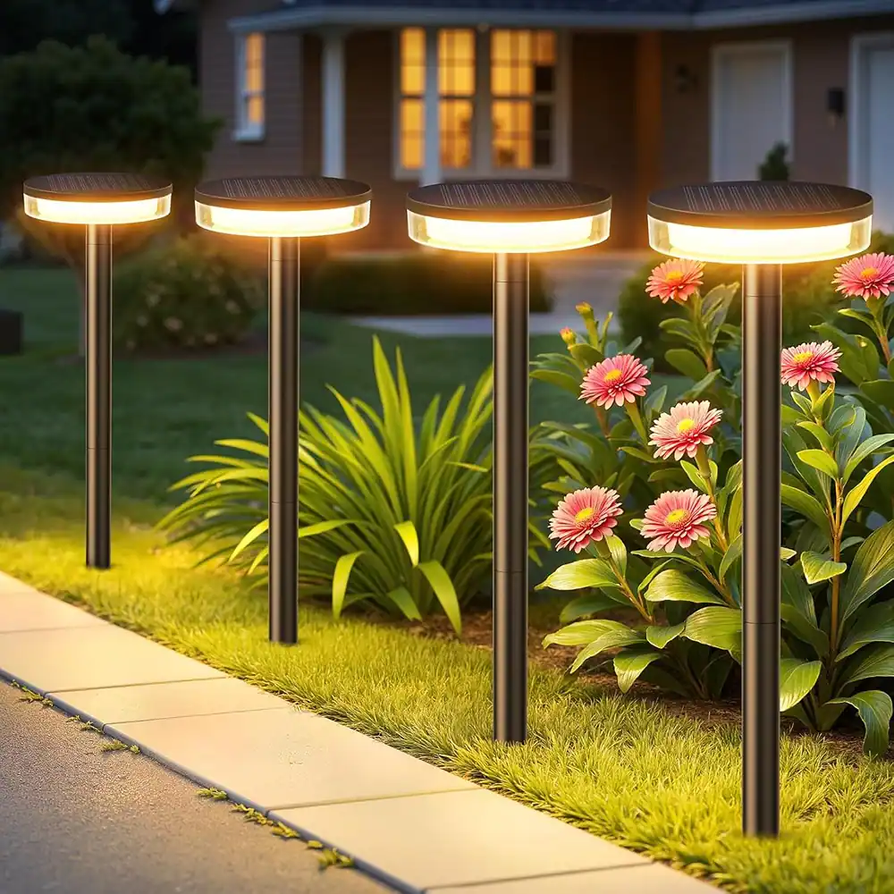 Front. MOSZAR LLC - Solar Pathway Lights Outdoor, 6 Pack 2X Brighter Solar Lights - Black.