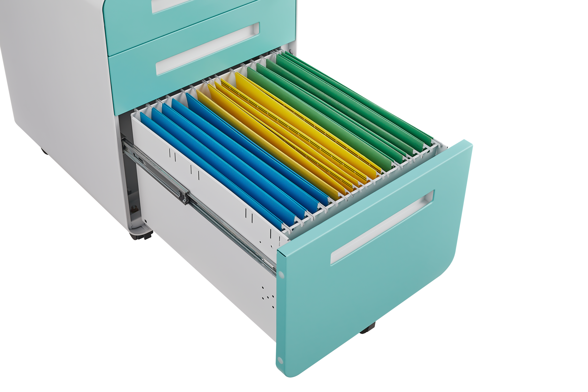 Alt View 8. GOODSILO - 3-Drawer Mobile File Cabinet Under Desk - Versatile Storage for Legal/Letter/A4 Files, Anti-Tilting, Steel - White+Green.
