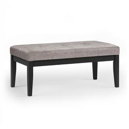 Tiramisubest - Tufted Vegan Faux Leather Ottoman Bench in Distressed Grey Taupe - Gray