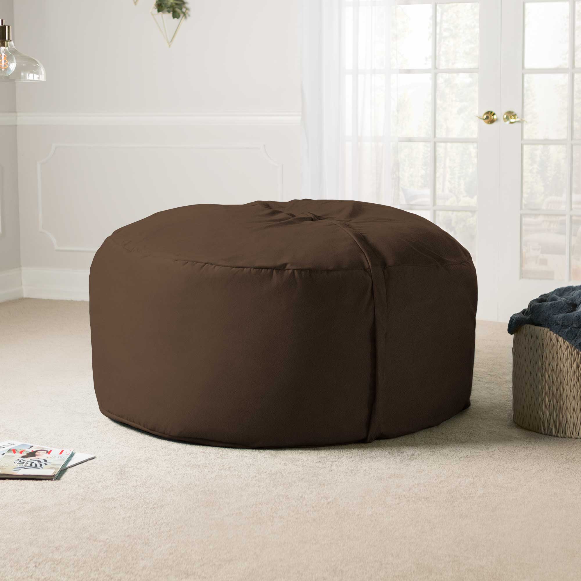 Alt View 4. Jaxx - Jaxx Saxx 5 Foot Large Bean Bag w/ Removable Cover, Chocolate - Chocolate.