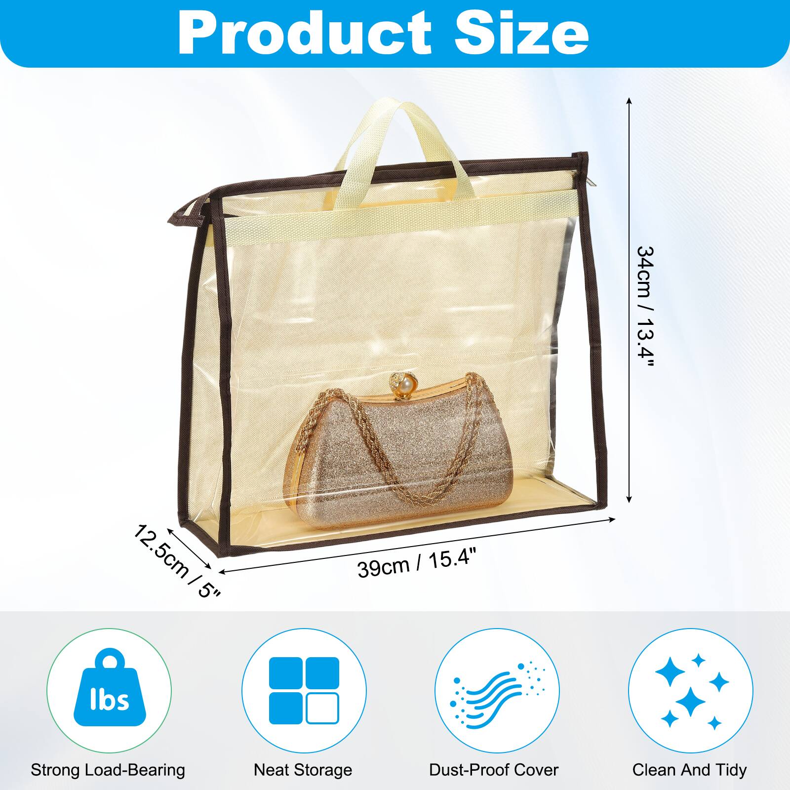 Product Size: 34cm / 13.4" x 12.5cm / 5" x 39cm / 15.4"  
Strong Load-Bearing  
Neat Storage  
Dust-Proof Cover  
Clean And Tidy