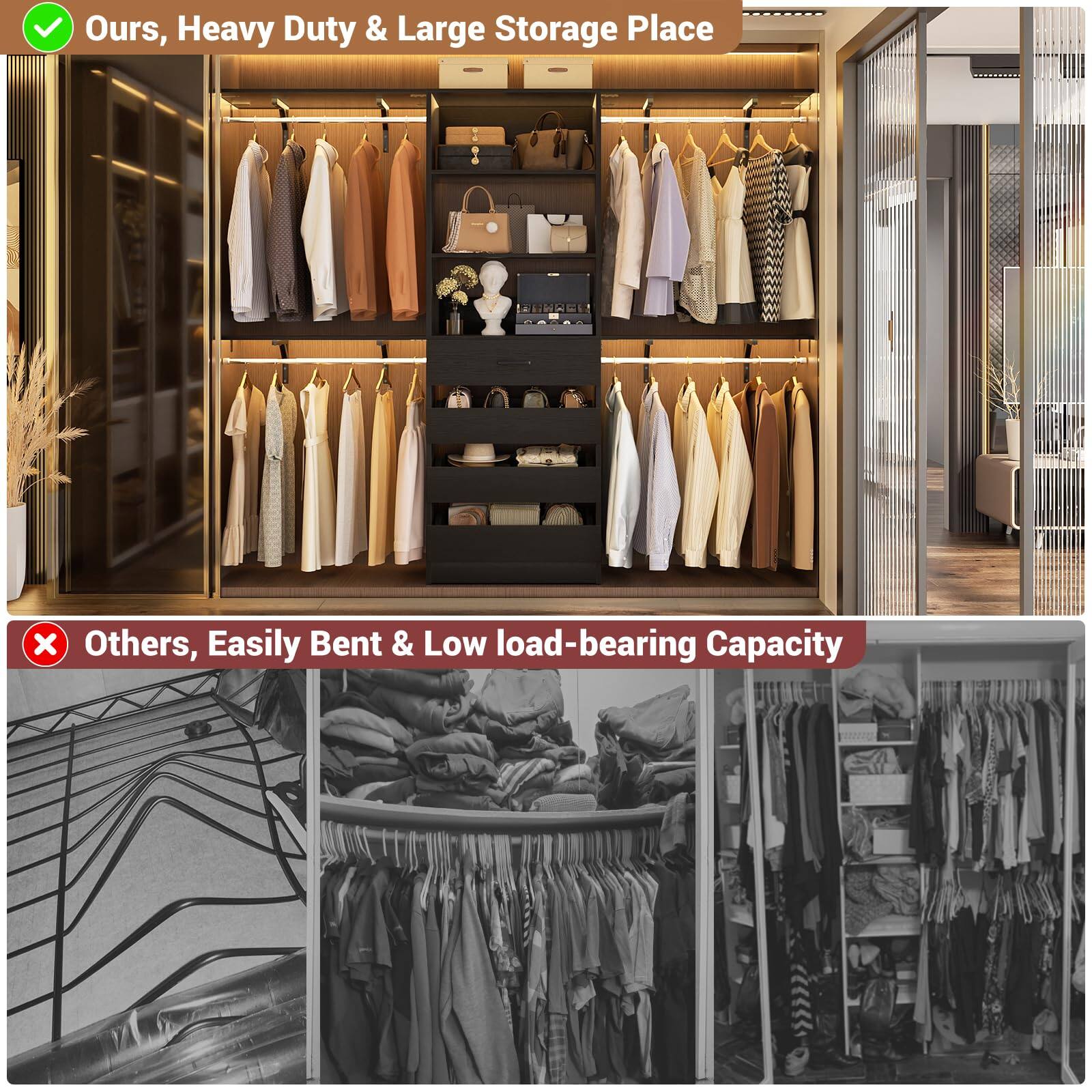 Ours, Heavy Duty & Large Storage Place

Others, Easily Bent & Low load-bearing Capacity