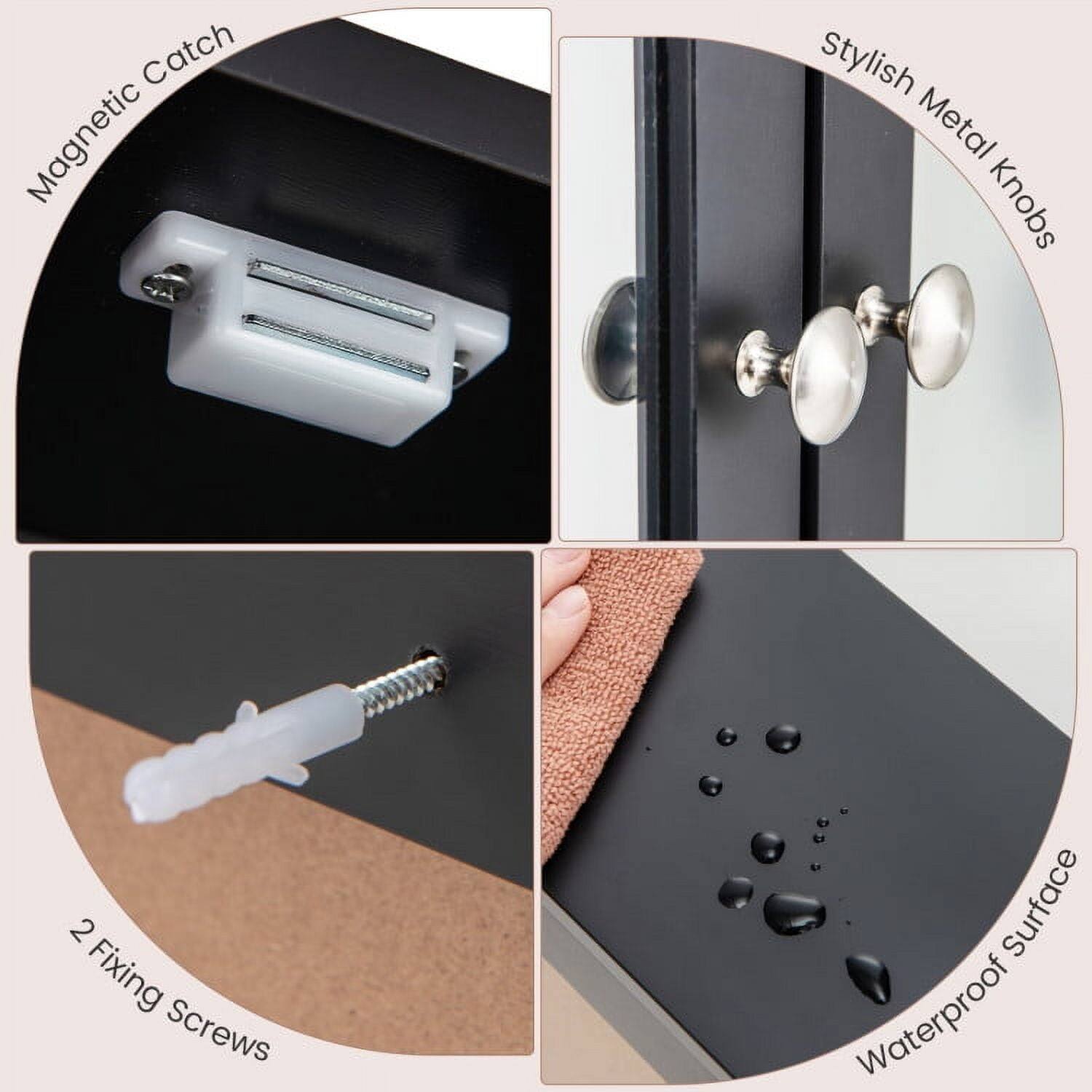 - Magnetic Catch
- Stylish Metal Knobs
- 2 Fixing Screws
- Waterproof Surface