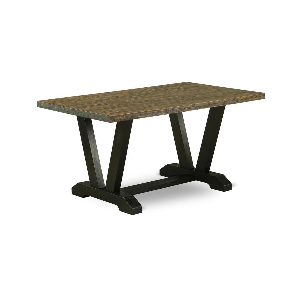 Angle. East West Furniture - East West Furniture V676SI648-5 5-Pc Dining Table Set- 4 Parson Dining Chairs with Coffee Linen Fabric Seat and Button - Multi-Color.