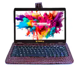 LINSAY - 10.1" Octa Core 128GB Storage Android 15 Tablet Dual Camera Android with Crocodile Keyboard - Brown