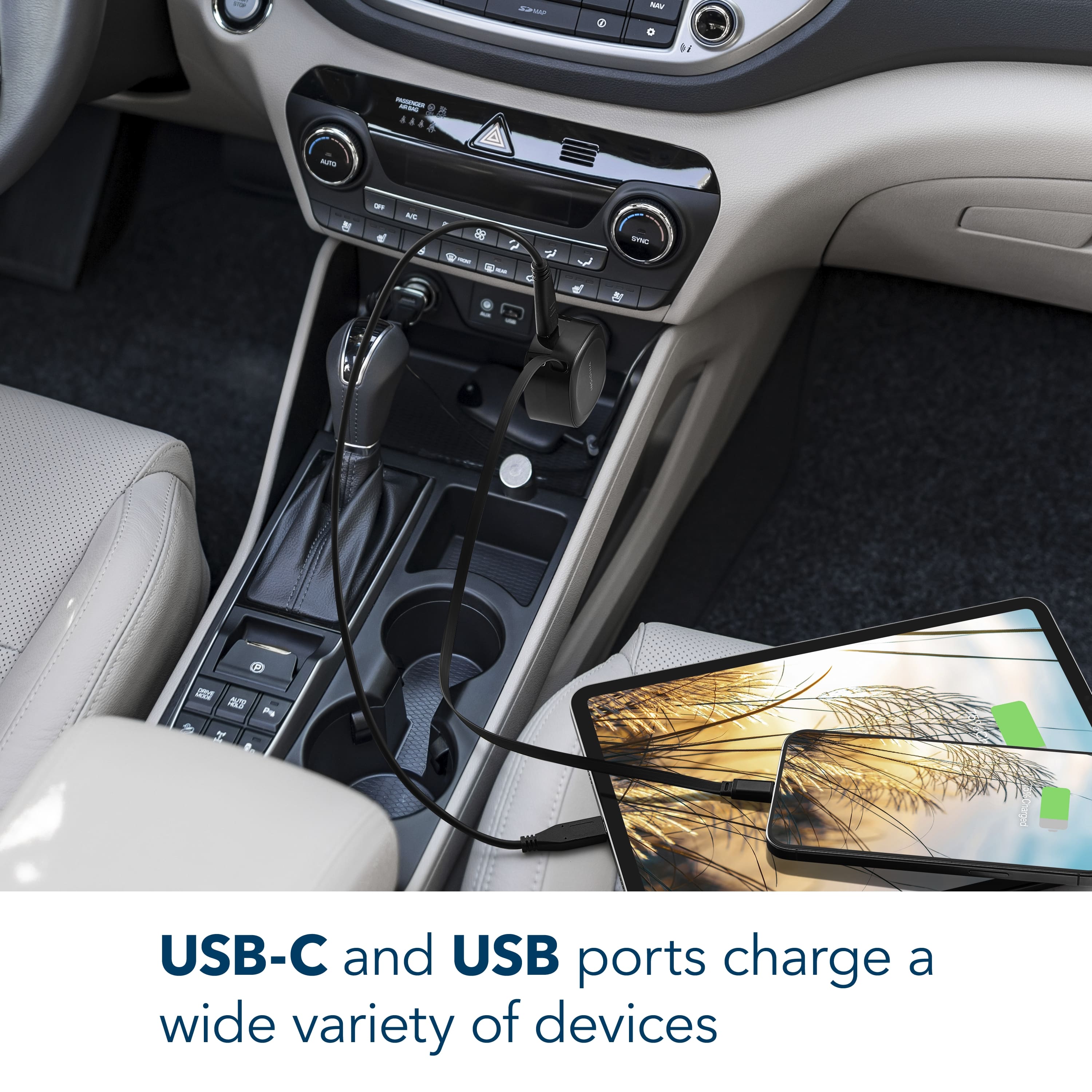 USB-C and USB ports charge a wide variety of devices