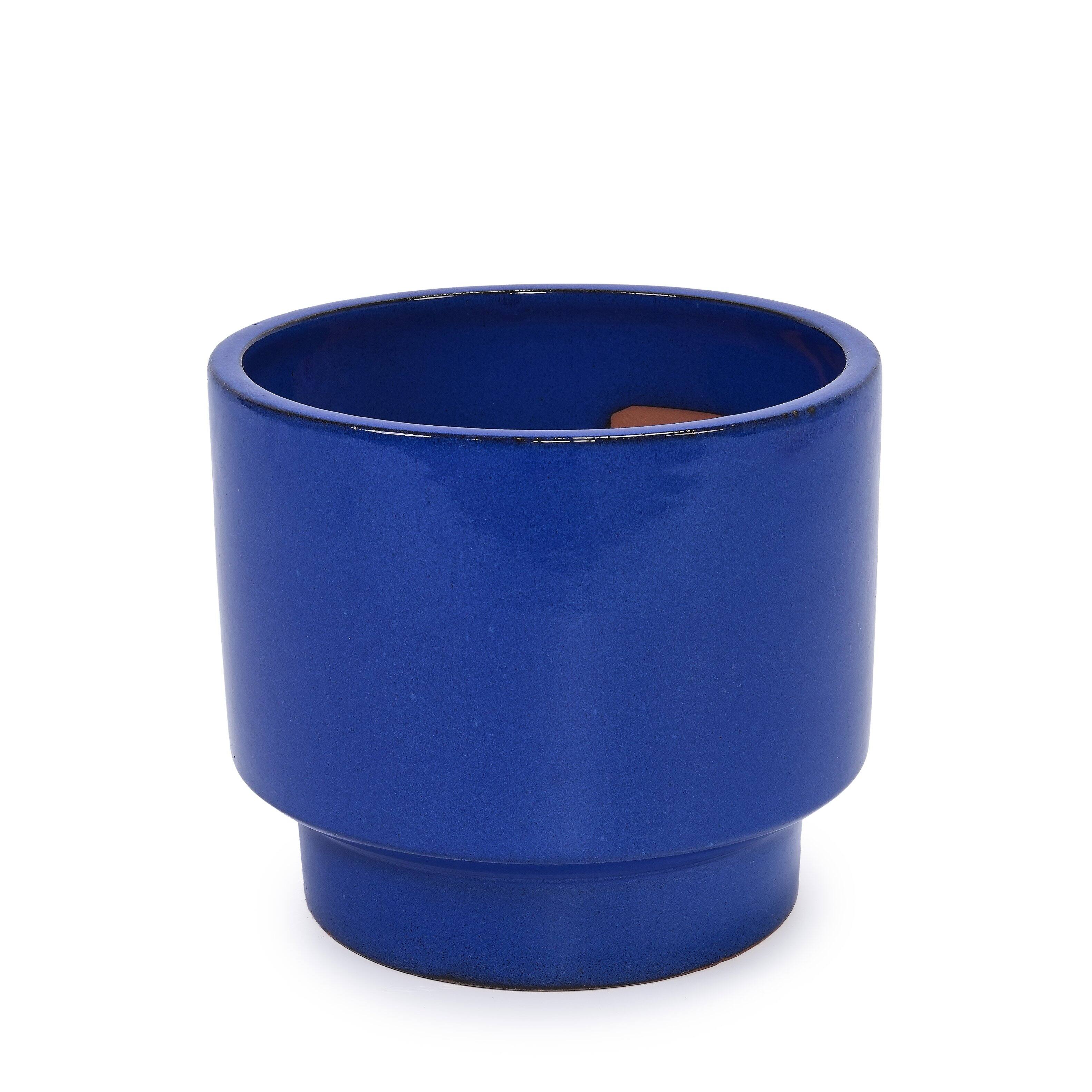 Alt View 8. Loheer - Ceramic Planter Set Loheer Handmade Blue Glazed Flower Pots Set of 3, Porous Clay Indoor Outdoor Planters, 15 12 9 Inch.