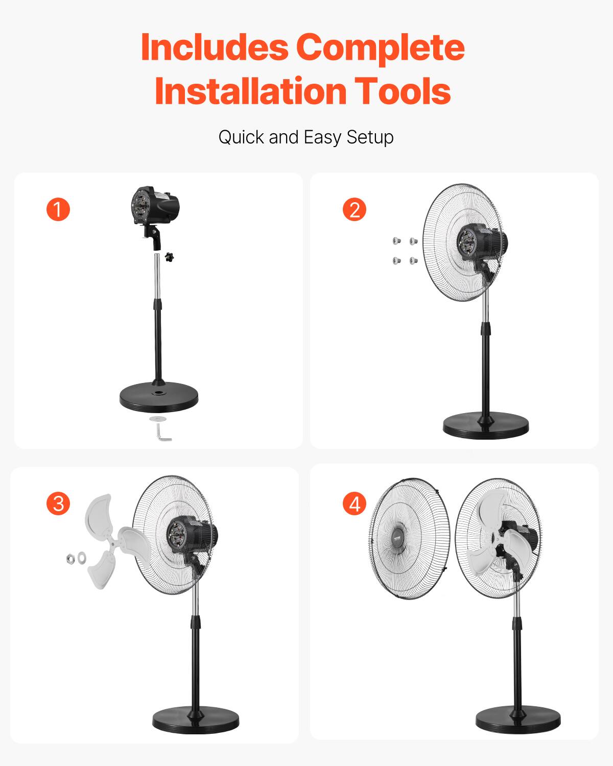 Includes Complete Installation Tools

Quick and Easy Setup

1.  
2.  
3.  
4.