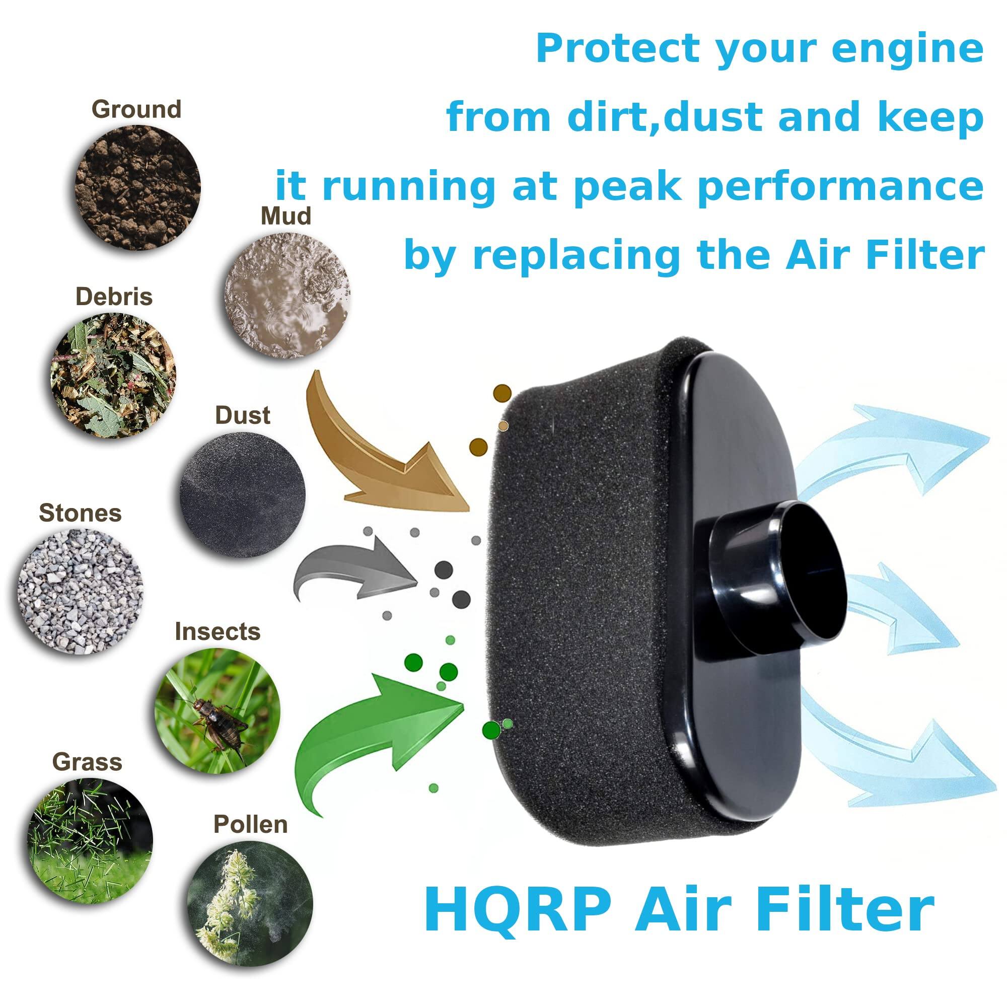 Protect your engine from dirt, dust, and keep it running at peak performance by replacing the Air Filter. HQRP Air Filter.

Ground Debris
- Mud
- Dust
- Stones
- Insects
- Grass
- Pollen
