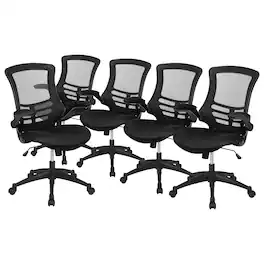 Flash Furniture - Kelista Ergonomic Mesh Swivel Mid-Back Task Office Chairs, (5BLX5MBK) - Black