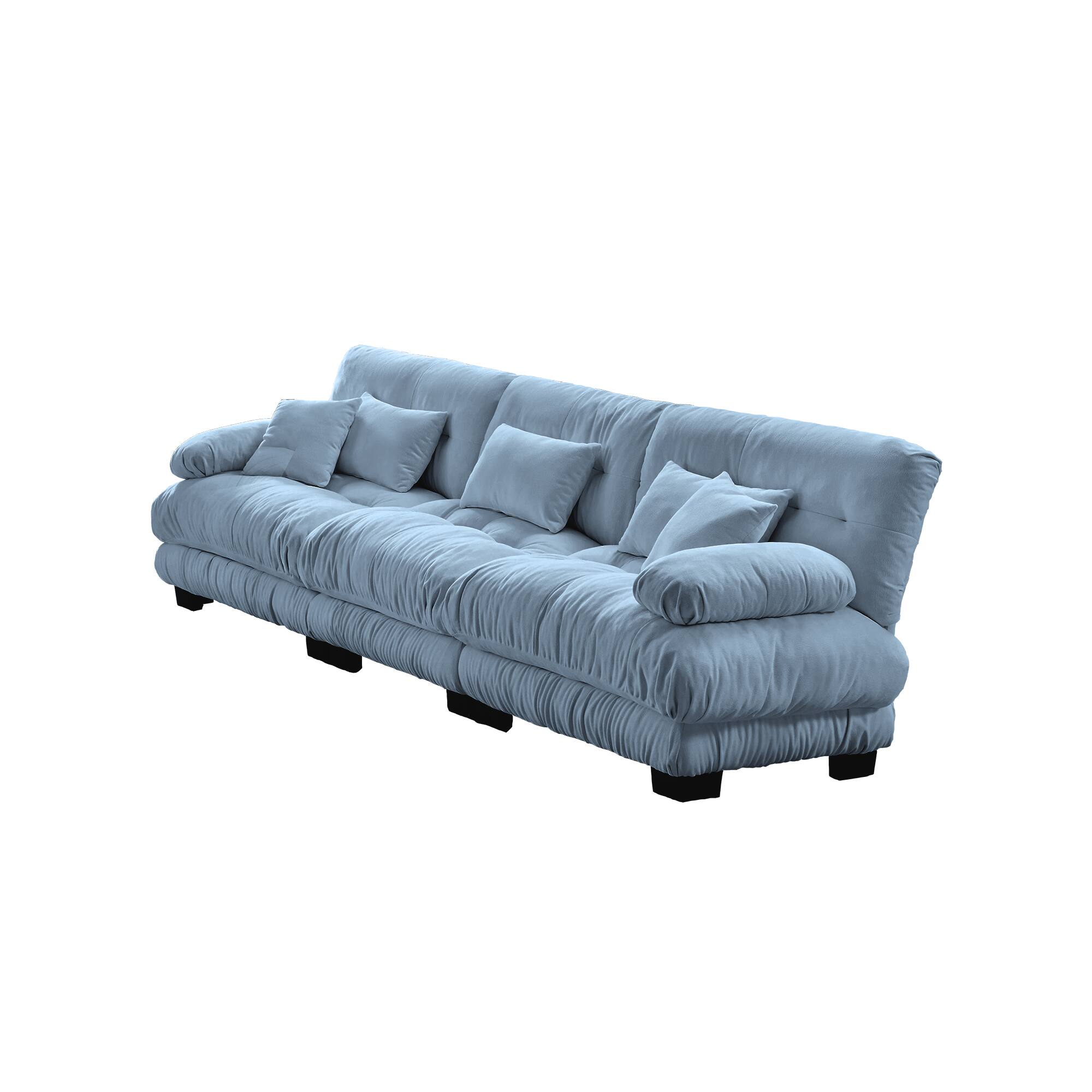 Alt View 6. LOVMOR - 3 Seater Modular Deep Seat Chenille Sectional Couch Compressed Pack For Living Room Apartment Office Plush Den - Blue.
