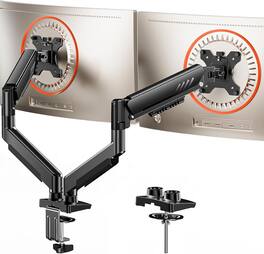 FINEAK - Dual Monitor Arm Full Adjustable Monitor Mount for 13–32" Screens - Black
