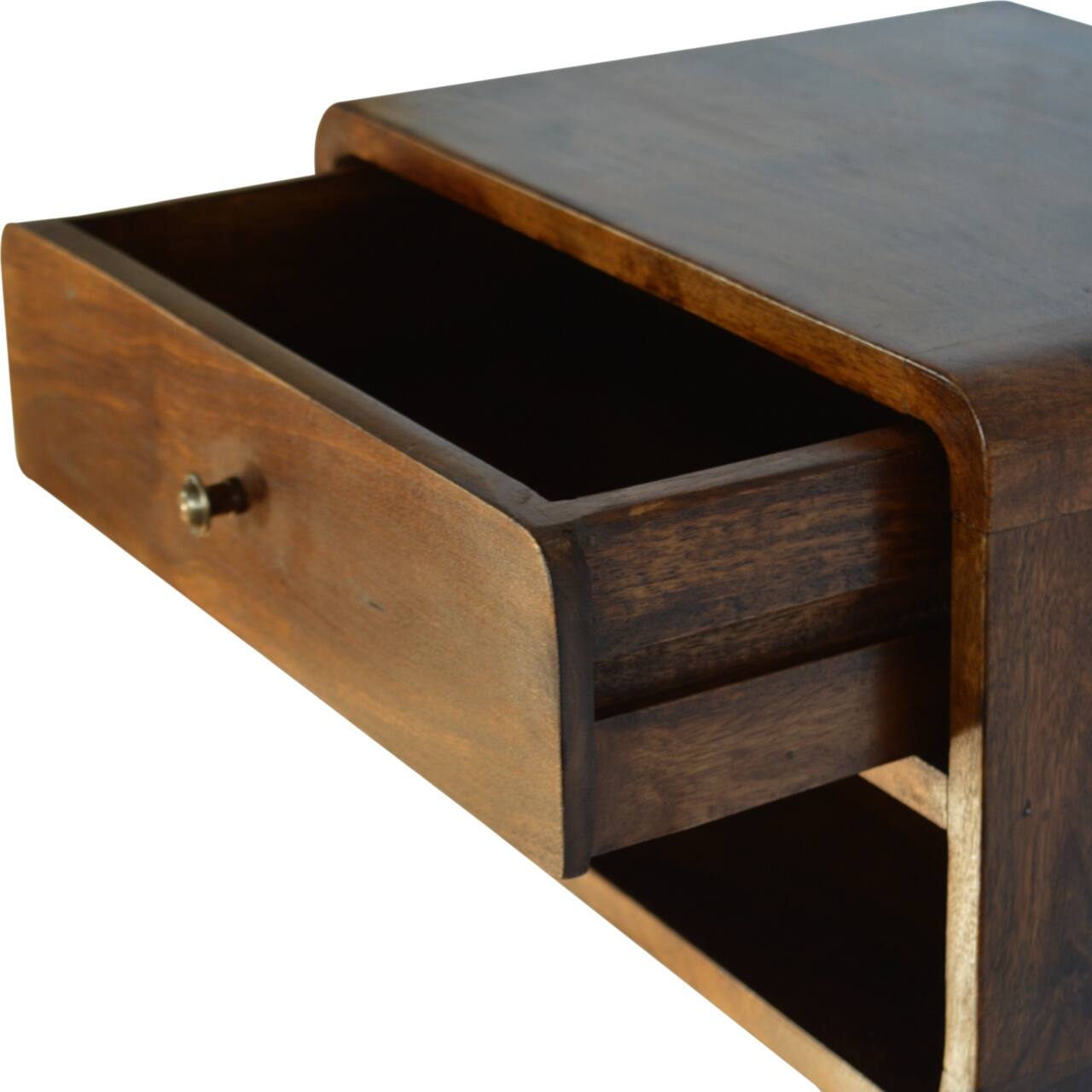 Alt View 2. Artisan Furniture - Artisan Furniture Solid Wood Chestnut Curve Floating Nightstand, 1 Drawer, 1 Open-slot, Brown - Chestnut.