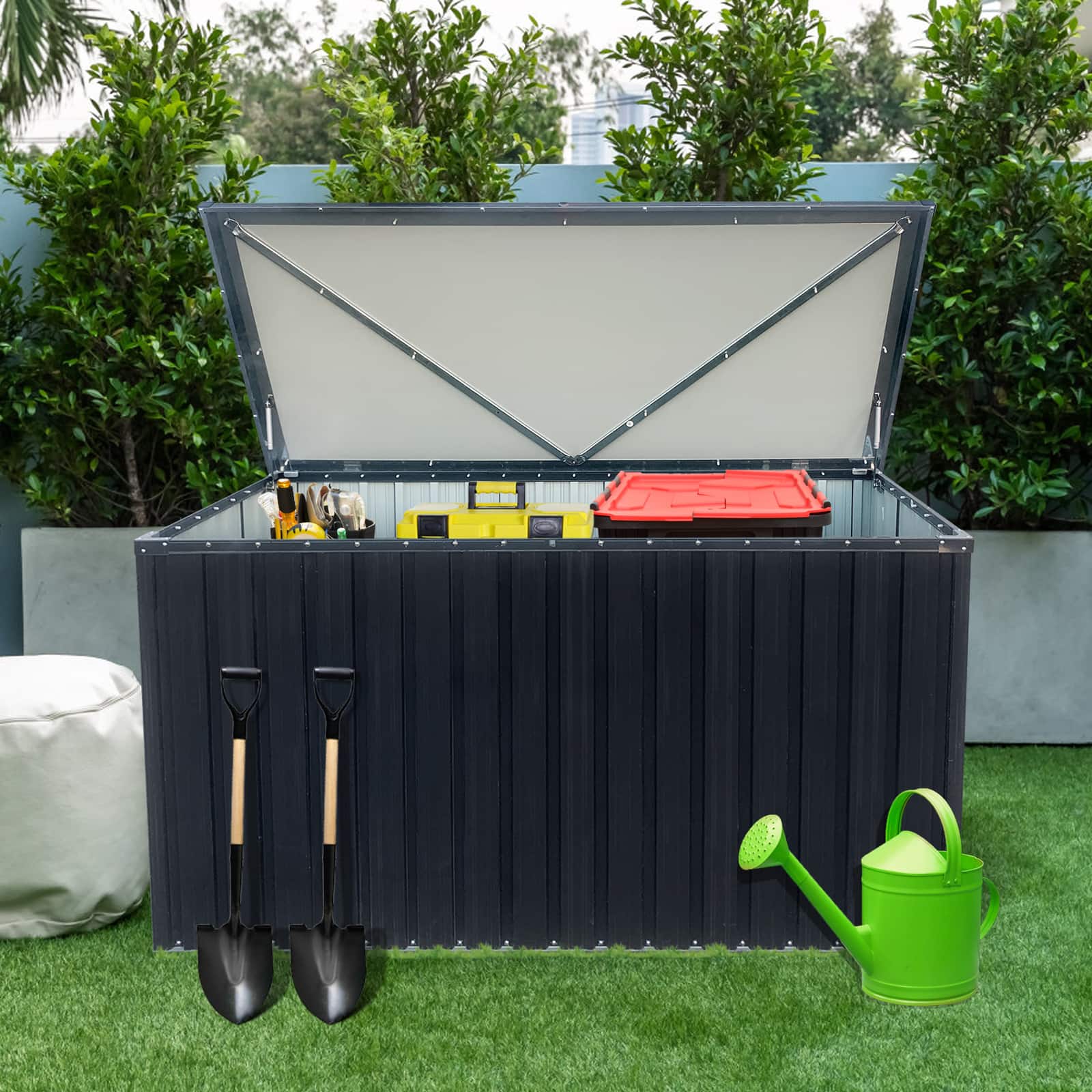 Mondawe - 215 Gallon Outdoor Metal Storage Box Store - Black