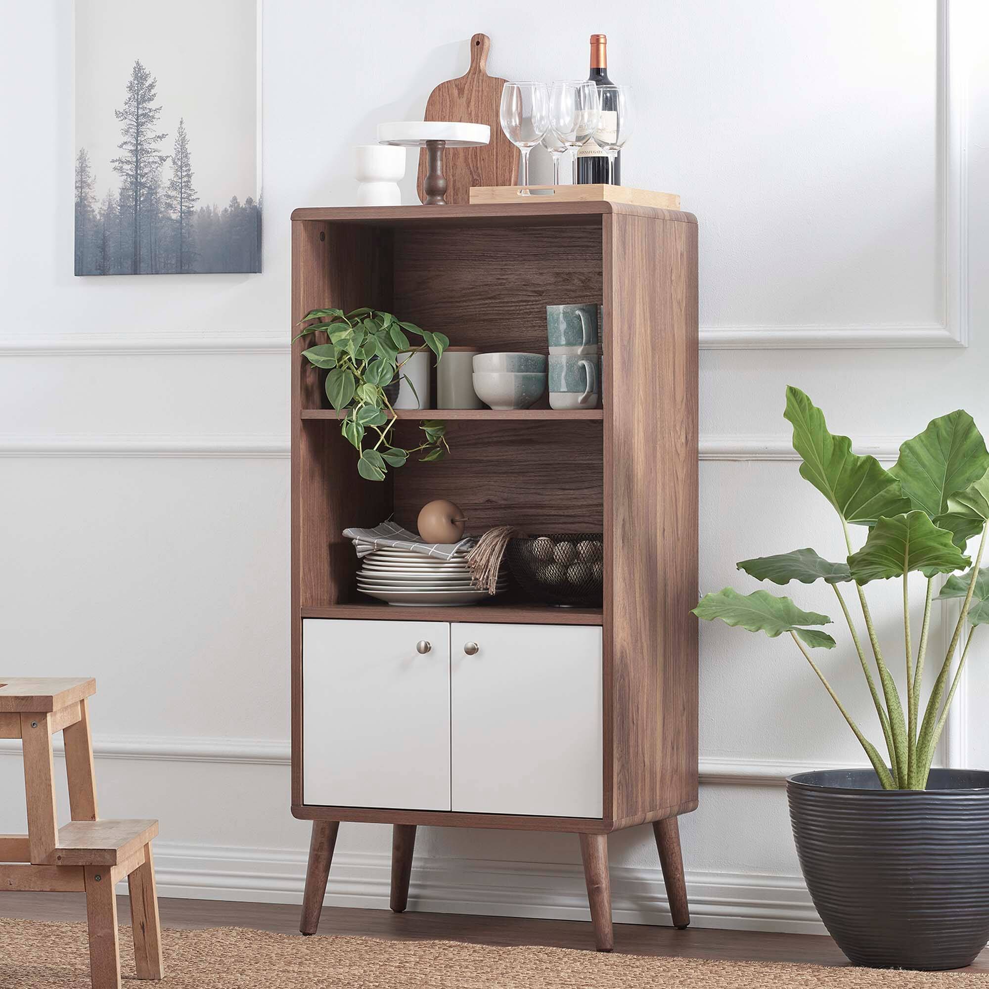 Front. Modway - Transmit Display Cabinet Bookshelf by Modway - Walnut White.