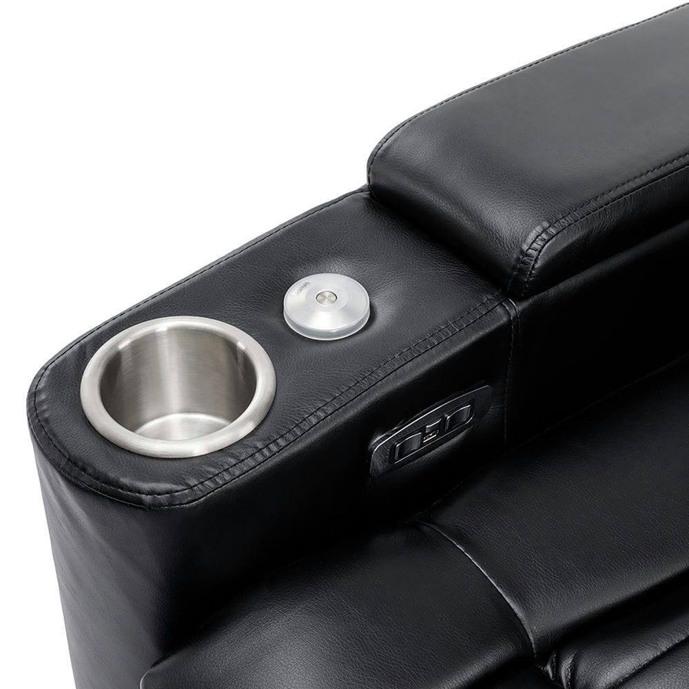Alt View 5. Kadyn - 270° Power Swivel Home Theater Recliner with Arm Storage, LED Strip, Cup Holder, Tray Table & Phone Holder - Black.