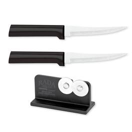 Rada - Cutlery 4.375-Inch Super Parer Set of 2, Handles & Quick Edge Knife Sharpener - Black