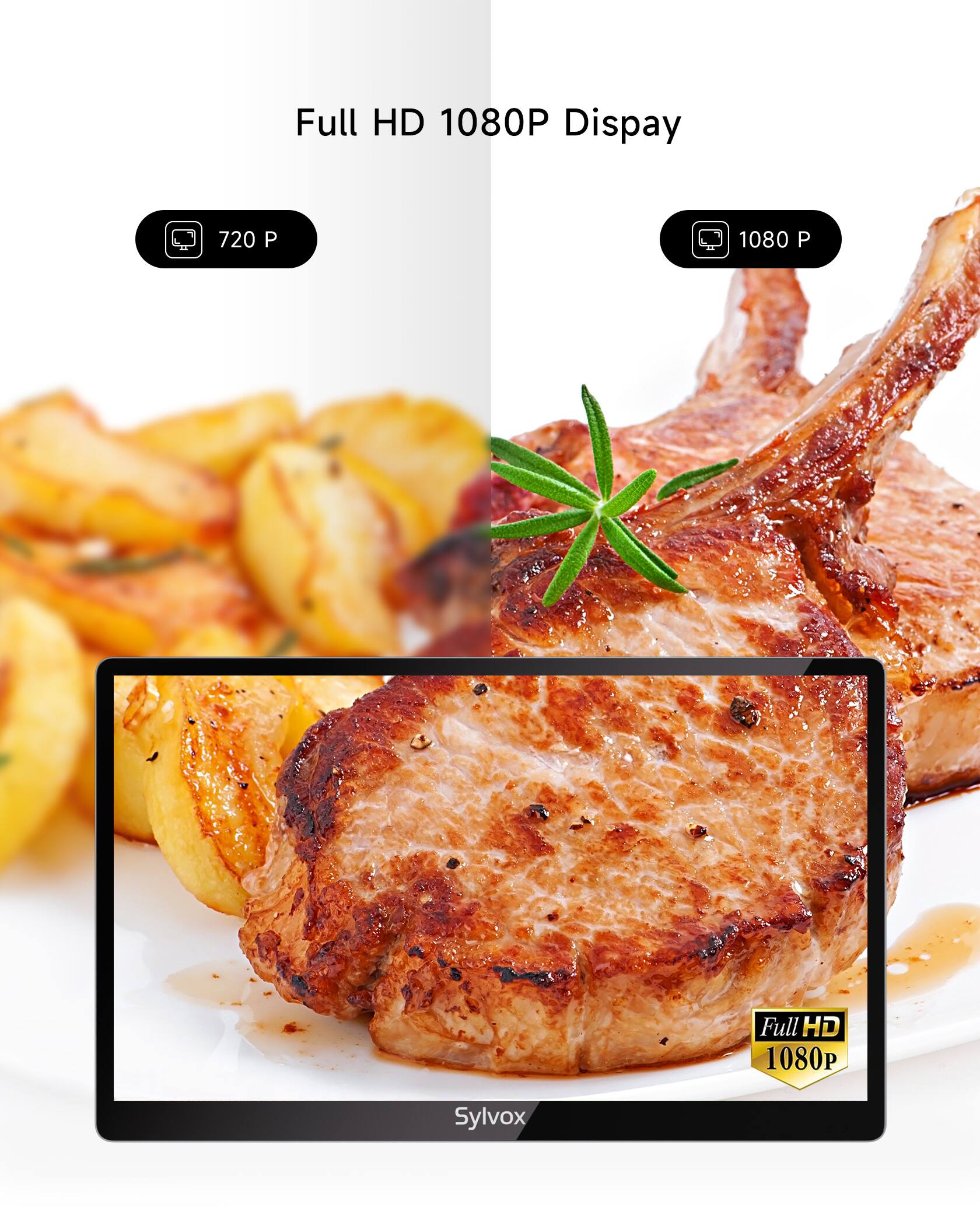 Full HD 1080P Display  
720 P  
1080 P  
Full HD 1080P  
Sylvox