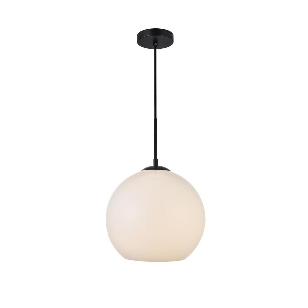 Alt View 3. Living District - Baxter 1 Light Black Pendant With Frosted White Glass - Black And Frosted White.
