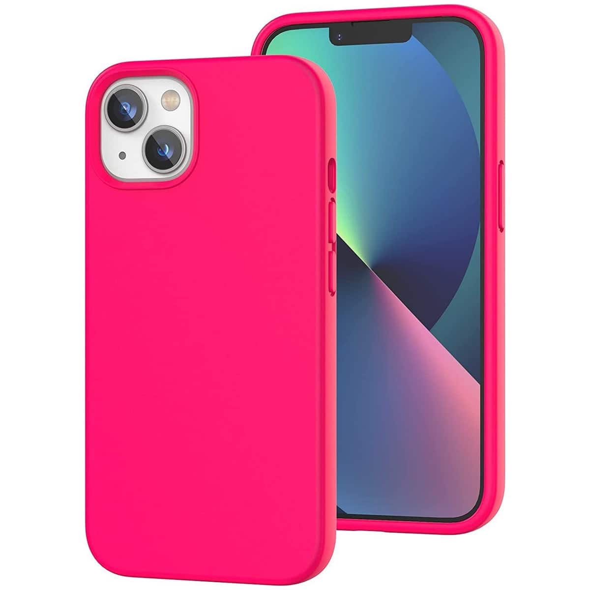 Front. Entronix - Entronix iPhone 14 Case - Premium Soft-Touch Liquid Silicone Protection - Hot Pink.