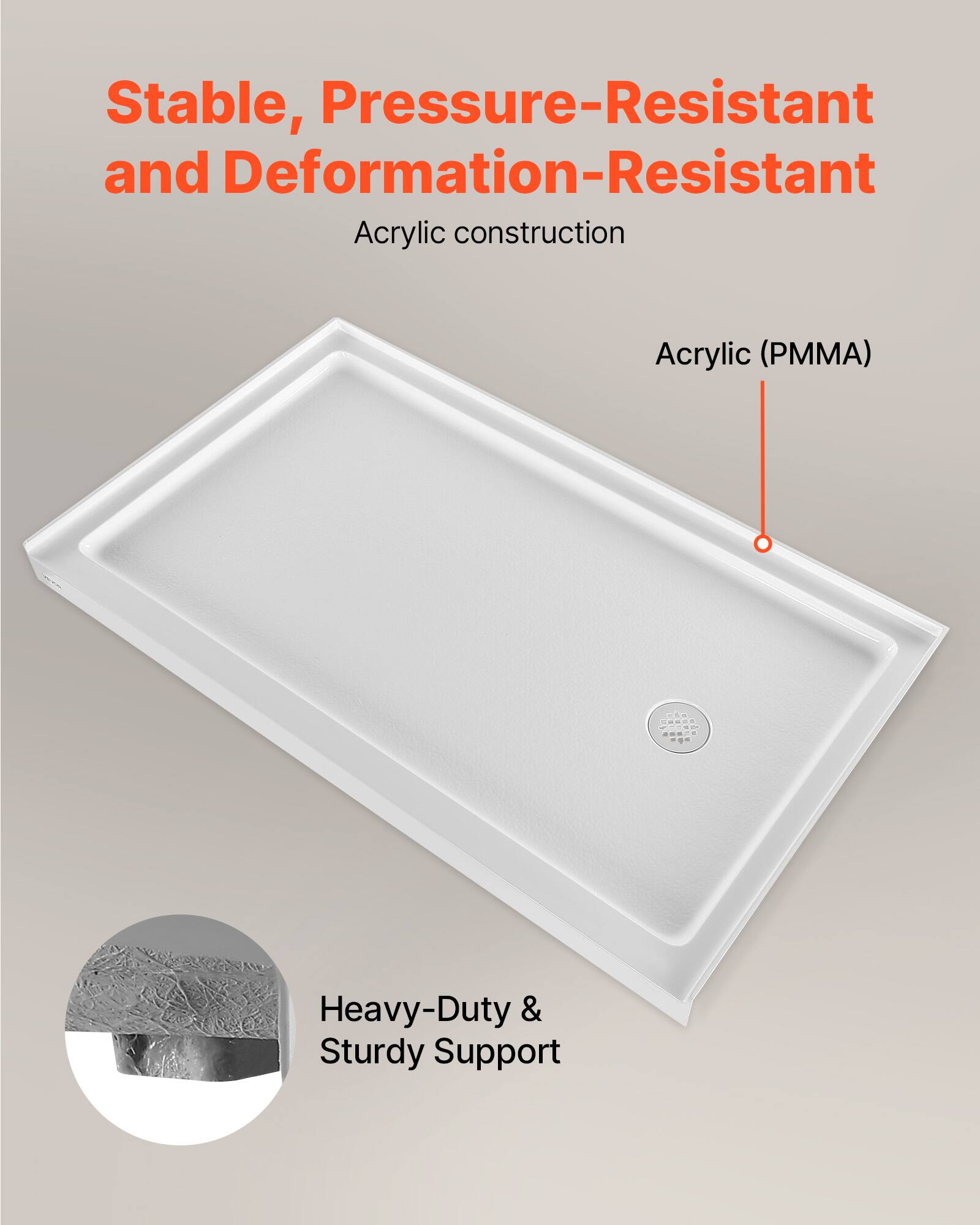 Stable, Pressure-Resistant and Deformation-Resistant Acrylic construction

Acrylic (PMMA)

Heavy-Duty & Sturdy Support