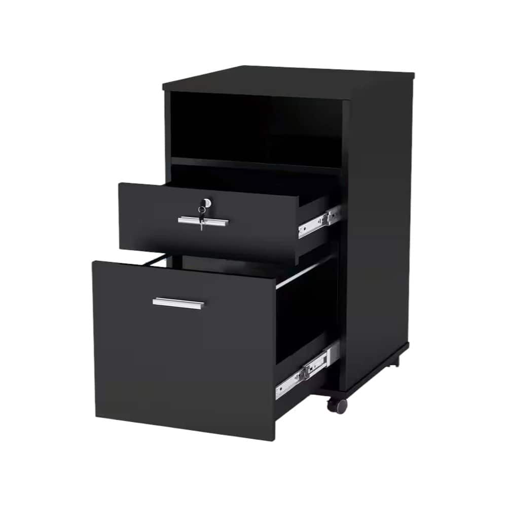 SlickBlue - Rolling 2-Drawer Mobile File Cabinet and Printer Stand on Wheels - Black