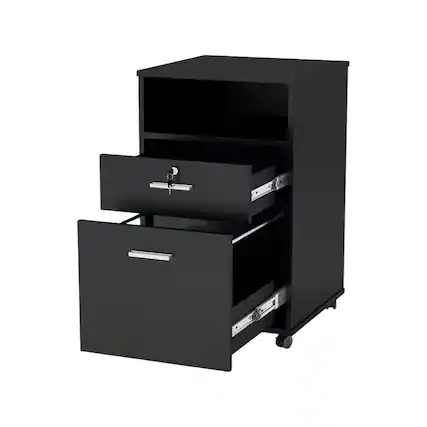 Front. SlickBlue - Rolling 2-Drawer Mobile File Cabinet and Printer Stand on Wheels - Black.